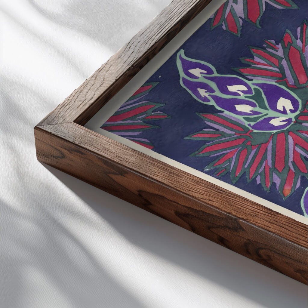 Floreal dessins coloris nouveaux Pl.13 1925 Emile Allain Seguy close up dark wood mockup