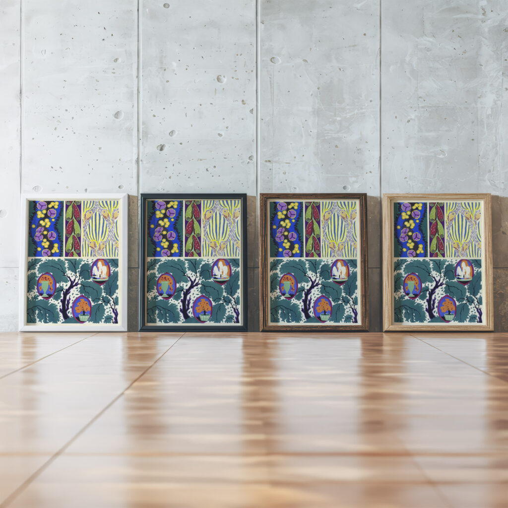 Floreal dessins coloris nouveaux Pl.19 1925 Emile Allain Seguy framed posters mockup