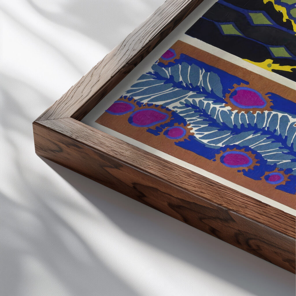 Floreal dessins coloris nouveaux Pl.20 1925 Emile Allain Seguy close up dark wood mockup