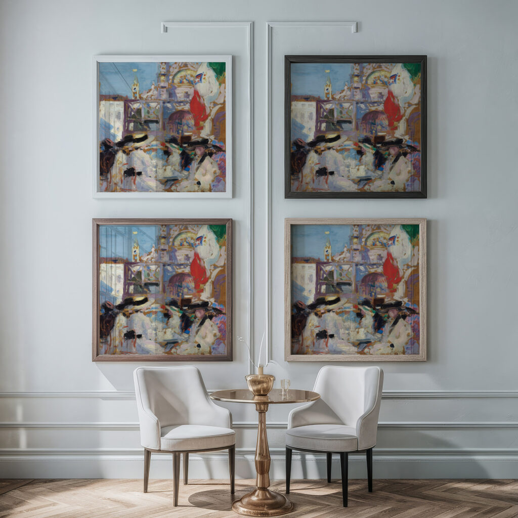 Florians Cafe Venice 1910 Francis Campbell Boileau Cadell framed posters mockup