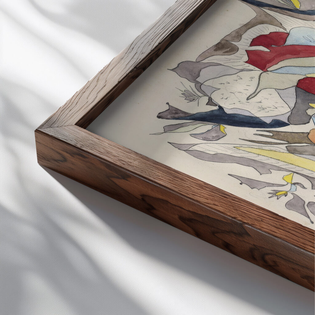 Flower Market 1917 Theo Colenbrander close up dark wood mockup