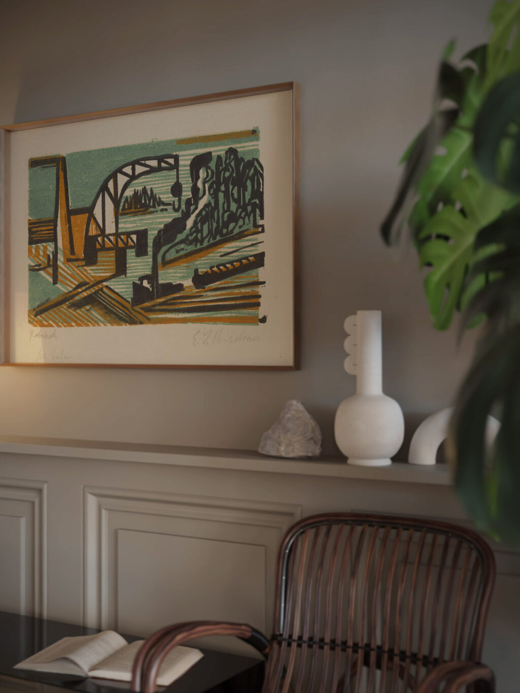 Flusslandschaft mit Kran und Schleppzug 1927 – 1928 Ernst Ludwig Kirchner video mockup