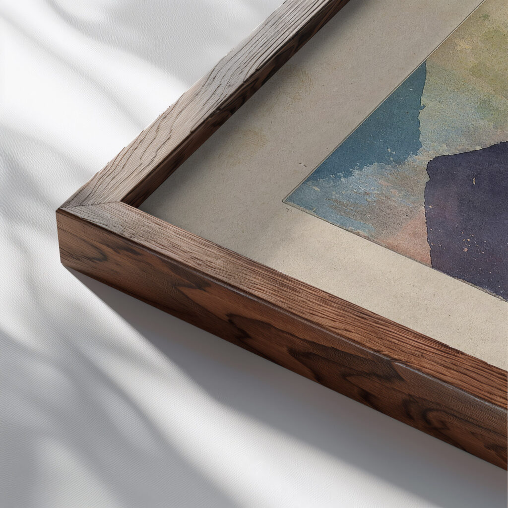 Fohn im Marcschen Garten 1915 Paul Klee close up dark wood mockup