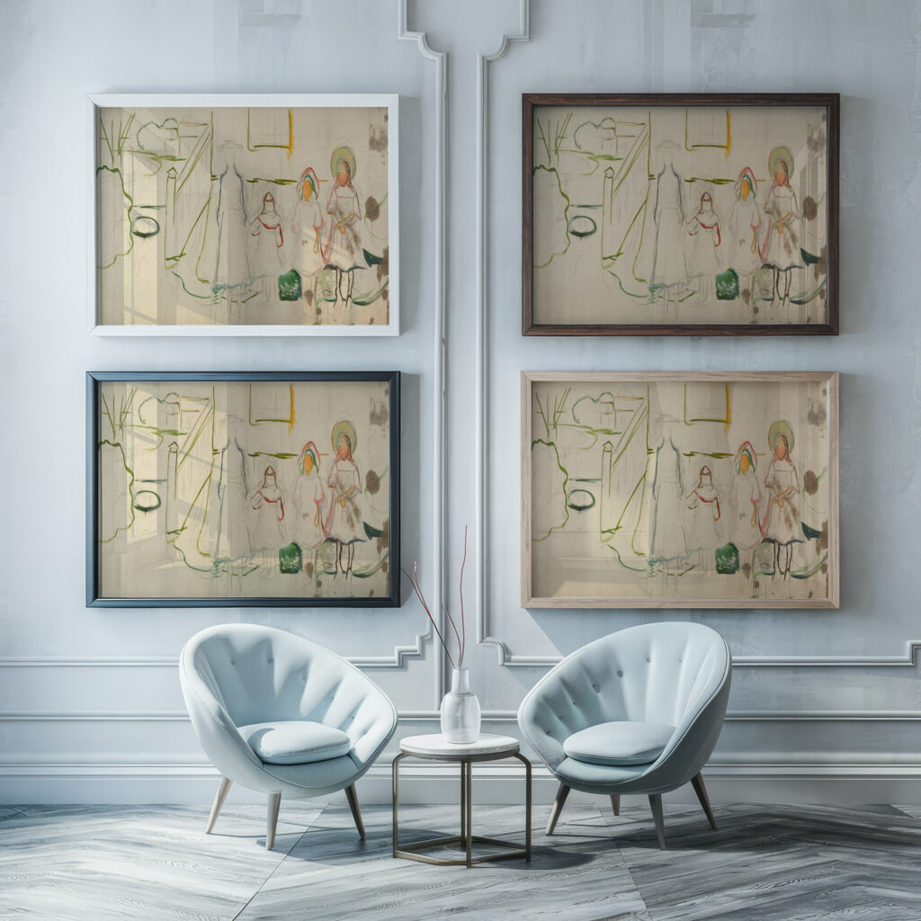 Four Girls in Asgardstrand 1922 Edvard Munch framed posters mockup