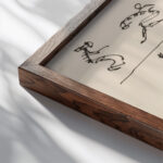 Four Registers of Fourteen Dancing Figures 1910 1915 Henri Gaudier Brzeska close up dark wood mockup