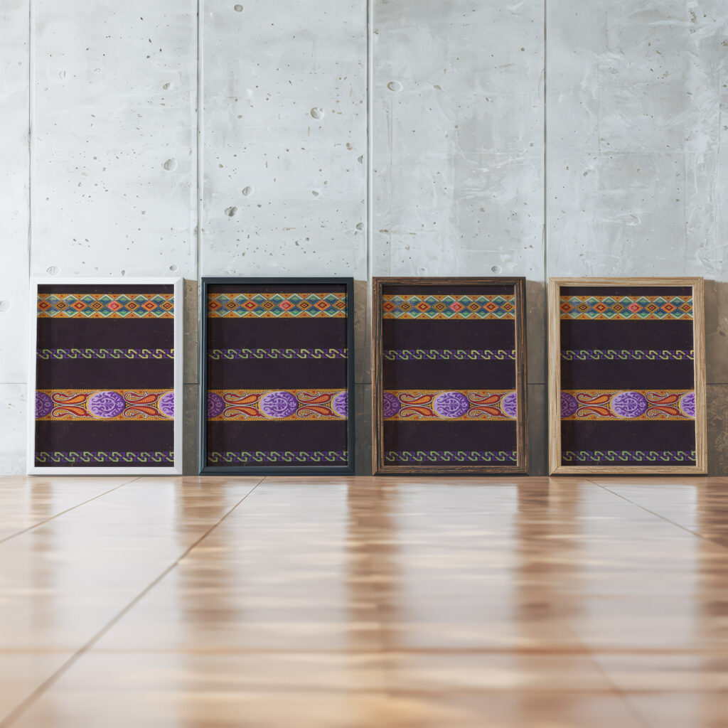 Four bands on black ground late 19th century Unknown framed posters mockup