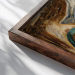 Four children with a trumpet 1929 Tadeusz Makowski close up dark wood mockup