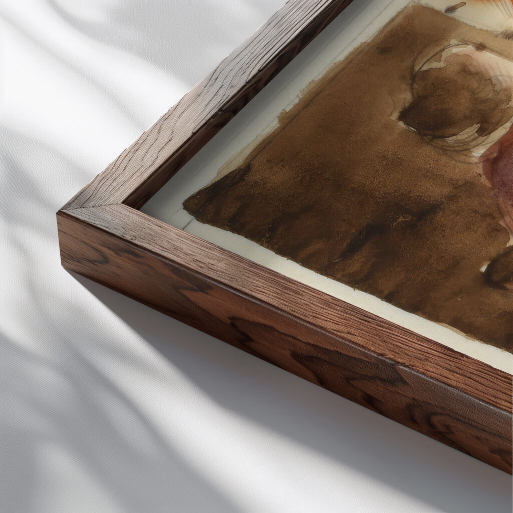 Four colour study for ‘Women on Stairway 1925 Oskar Schlemmer close up dark wood mockup