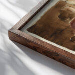 Four colour study for ‘Women on Stairway 1925 Oskar Schlemmer close up dark wood mockup