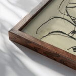 Four heads ca. 1930 Ernst Ludwig Kirchner close up dark wood mockup