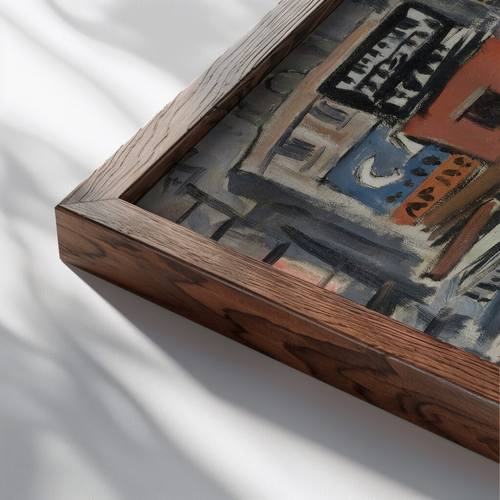 Fourteenth Street Business Town 1920 Joaquin Torres Garcia close up dark wood mockup