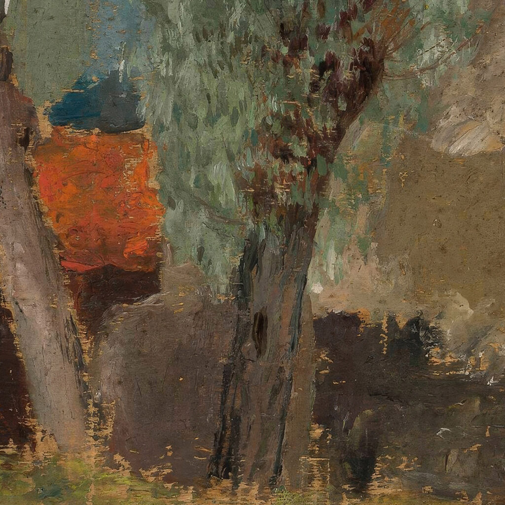 Fragment of a house with two trees 1920 Tadeusz Makowski 8 mockup