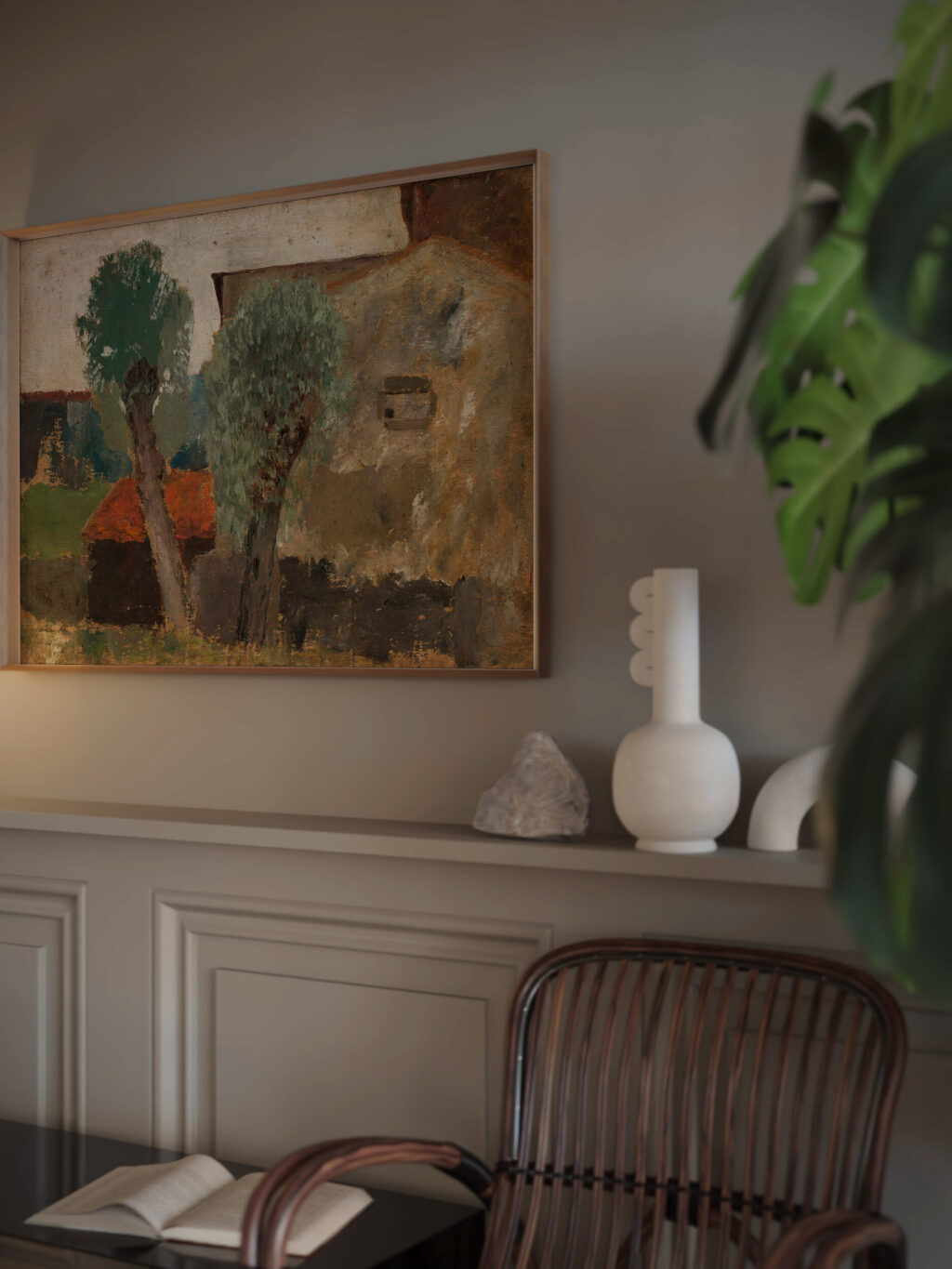 Fragment of a house with two trees 1920 Tadeusz Makowski video mockup