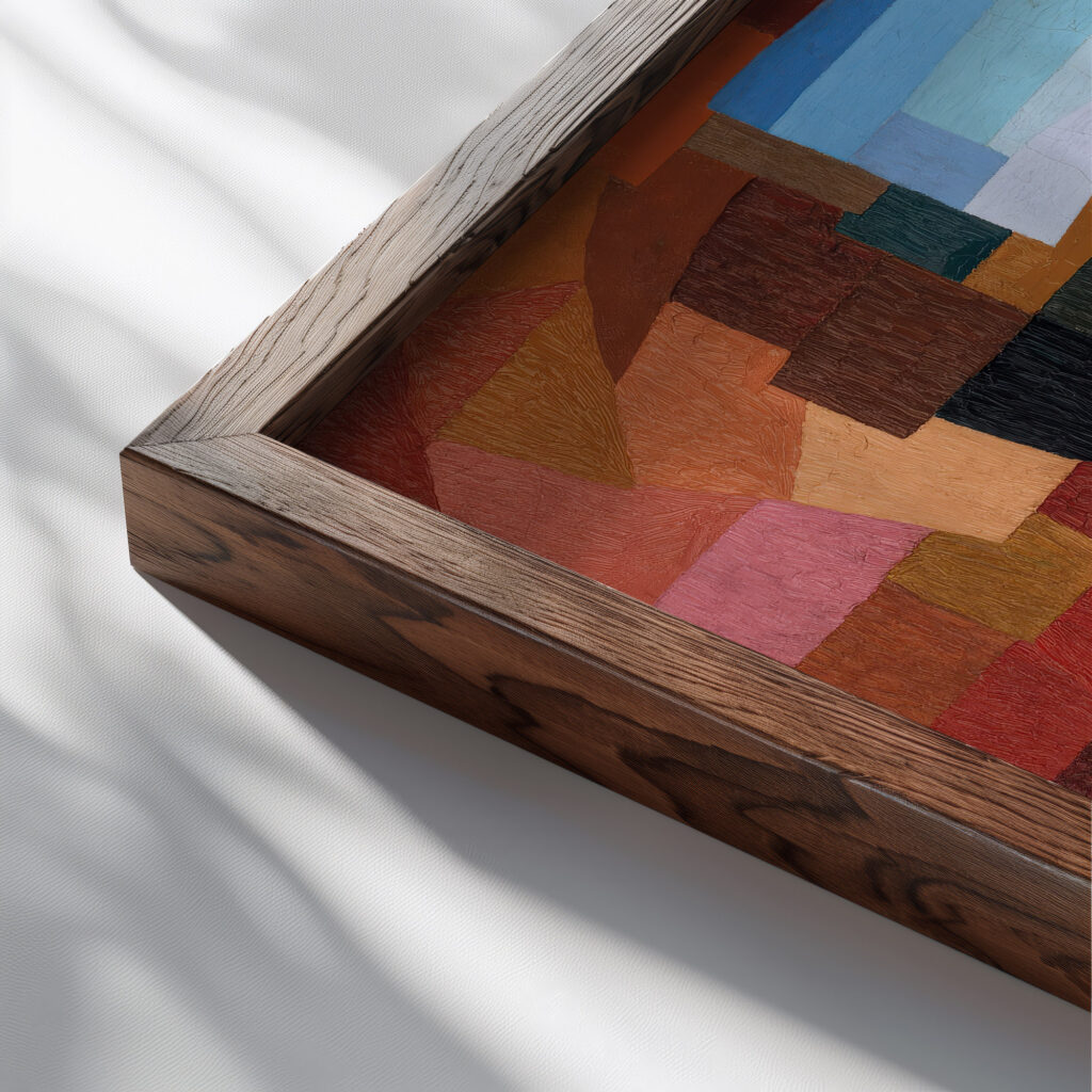 Fragments de figure a lensemble des plans 1928 Otto Freundlich close up dark wood mockup