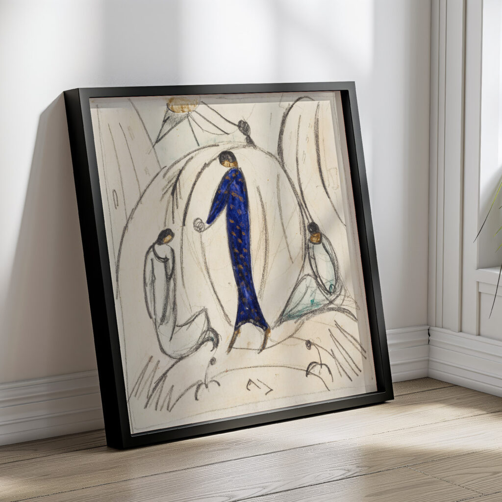 Frau in Blau mit zwei Begleitern 1913 Hermann Stenner 4 mockup