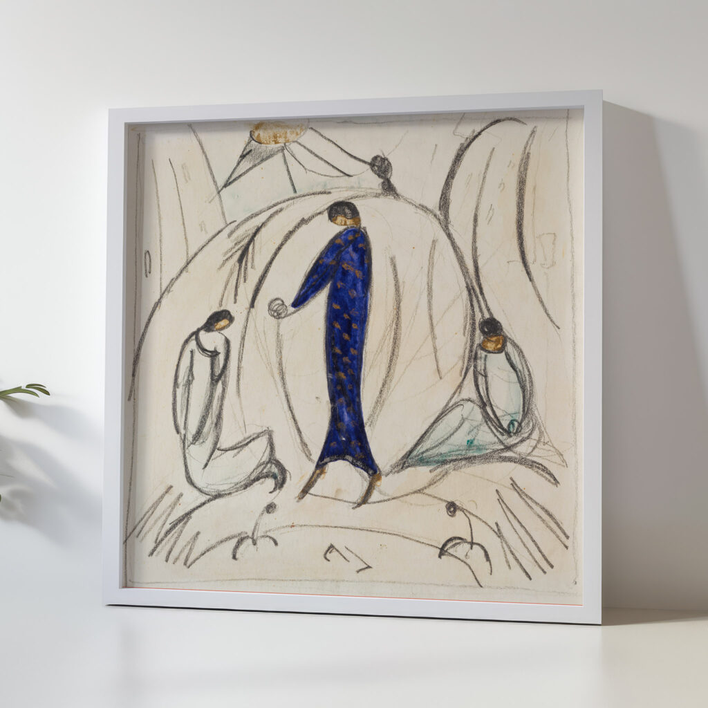 Frau in Blau mit zwei Begleitern 1913 Hermann Stenner 5 mockup