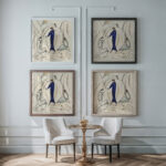 Frau in Blau mit zwei Begleitern 1913 Hermann Stenner framed posters mockup