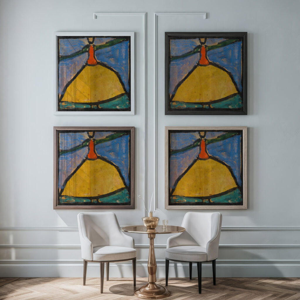 Frau mit ausgebreiteten Armen in gelbem Rock 1918 Egon Schiele framed posters mockup