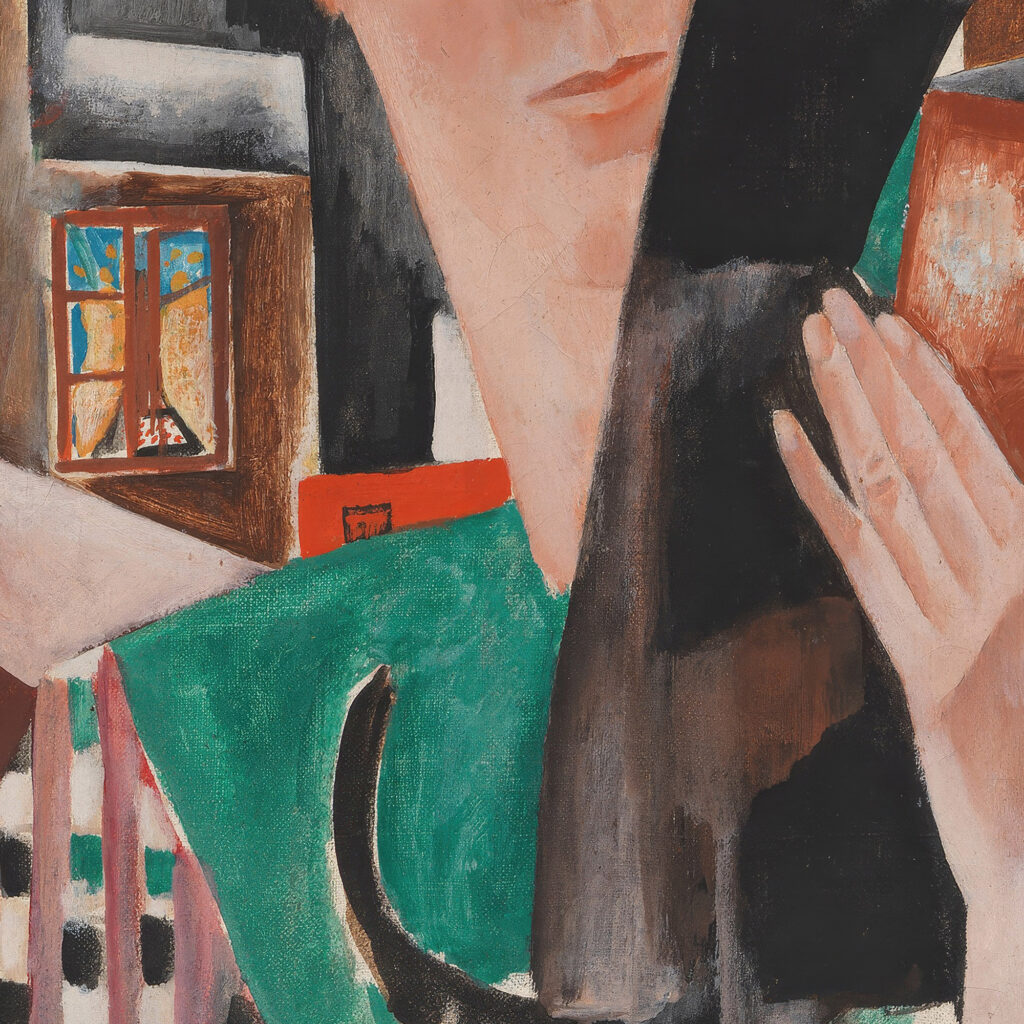 Frau und schwarze Katze in der Nacht – Bildnis Ingeborg Stegemann 1921 Heinrich Stegemann 8 mockup
