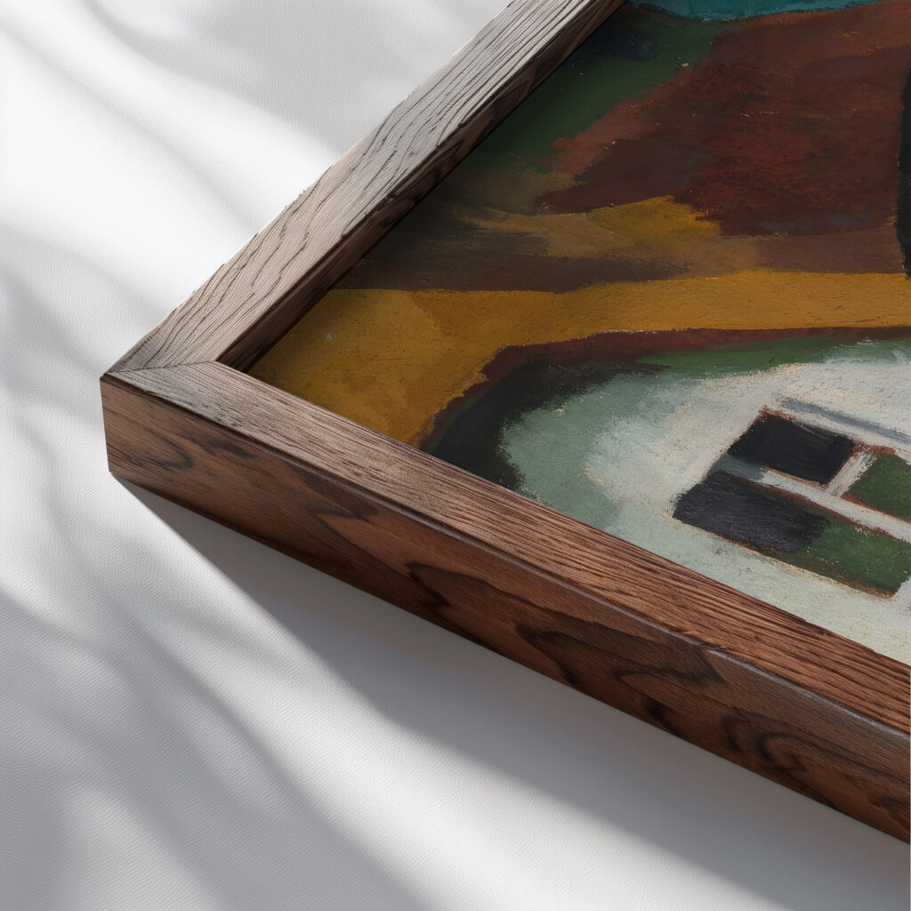 Frauen vor dem Haus 1921 Martel Schwichtenberg close up dark wood mockup