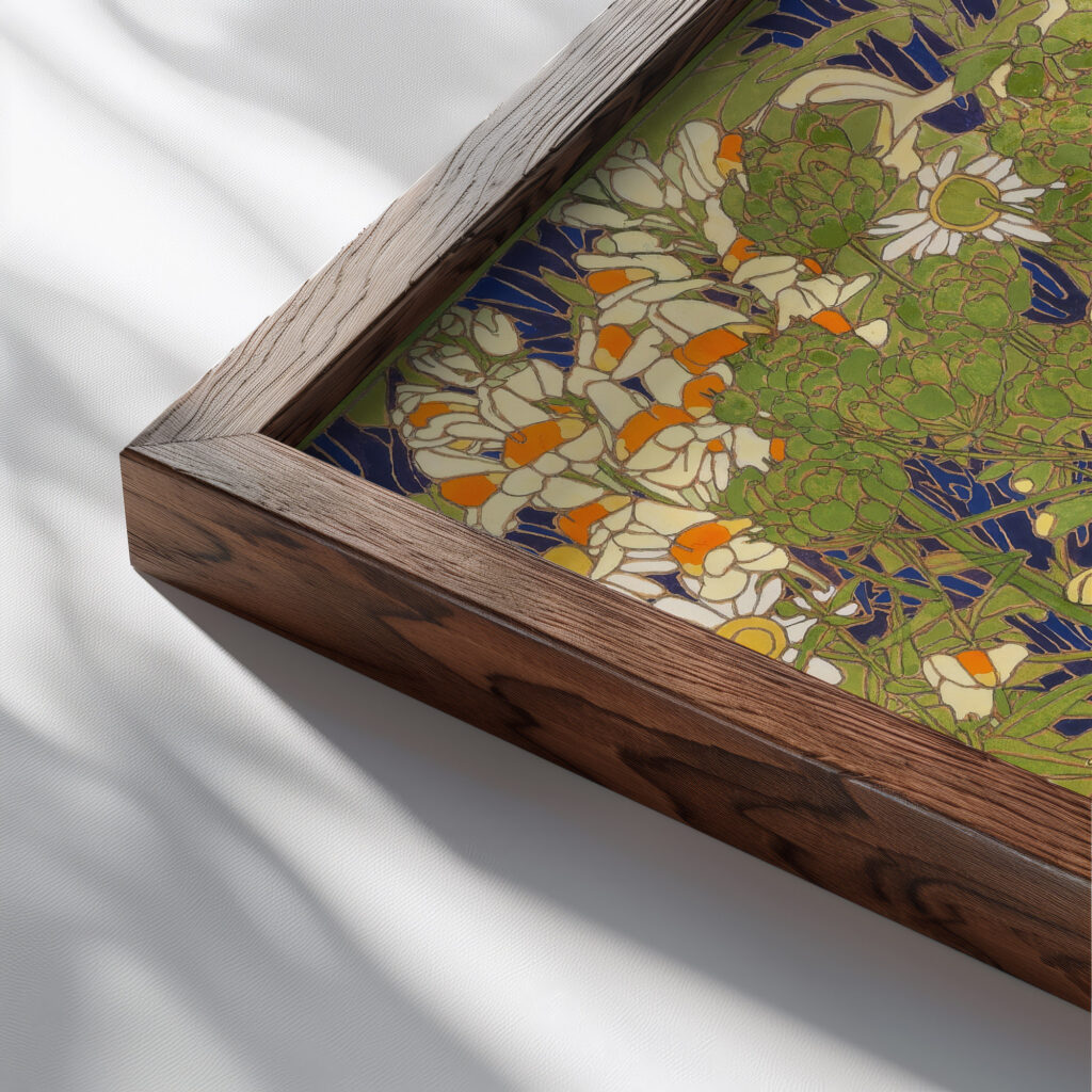 Frauenflachs 1917 Paula Rosler close up dark wood mockup