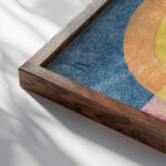 Frauenkopf Circa 1935 Heinrich Hoerle close up dark wood mockup