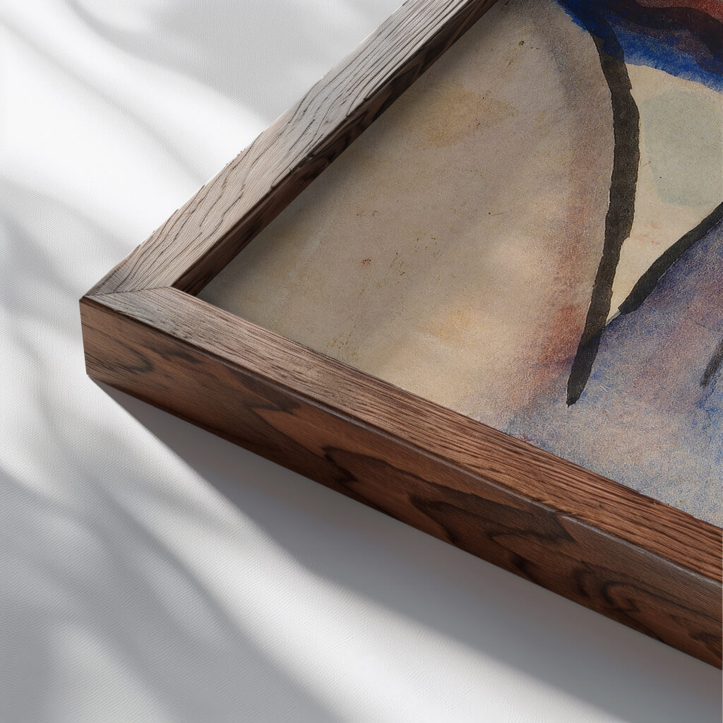 Frauenkopf Femina 1923 Alexej von Jawlensky close up dark wood mockup