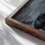 French hill town Roger de La Fresnaye close up dark wood mockup