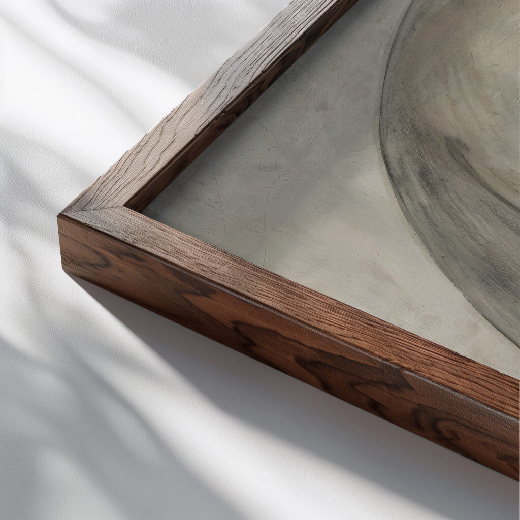 From Word to Object 1923 John Covert close up dark wood mockup