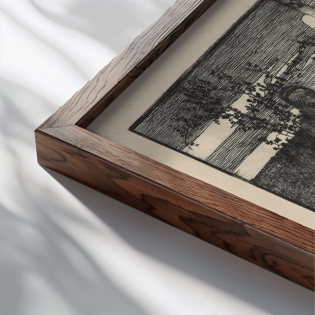 Froschkonig 1896 Heinrich Vogeler close up dark wood mockup