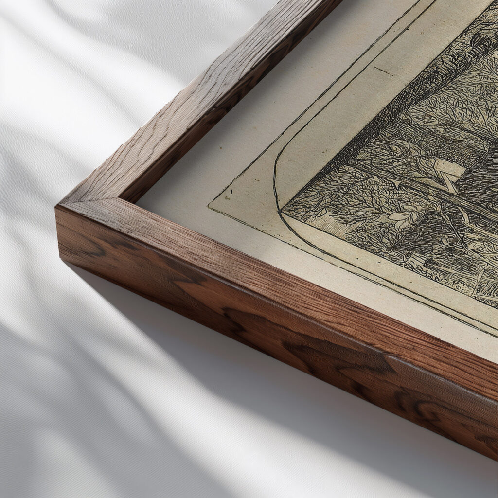 Fruhlingsblumen 1899 Heinrich Vogeler close up dark wood mockup