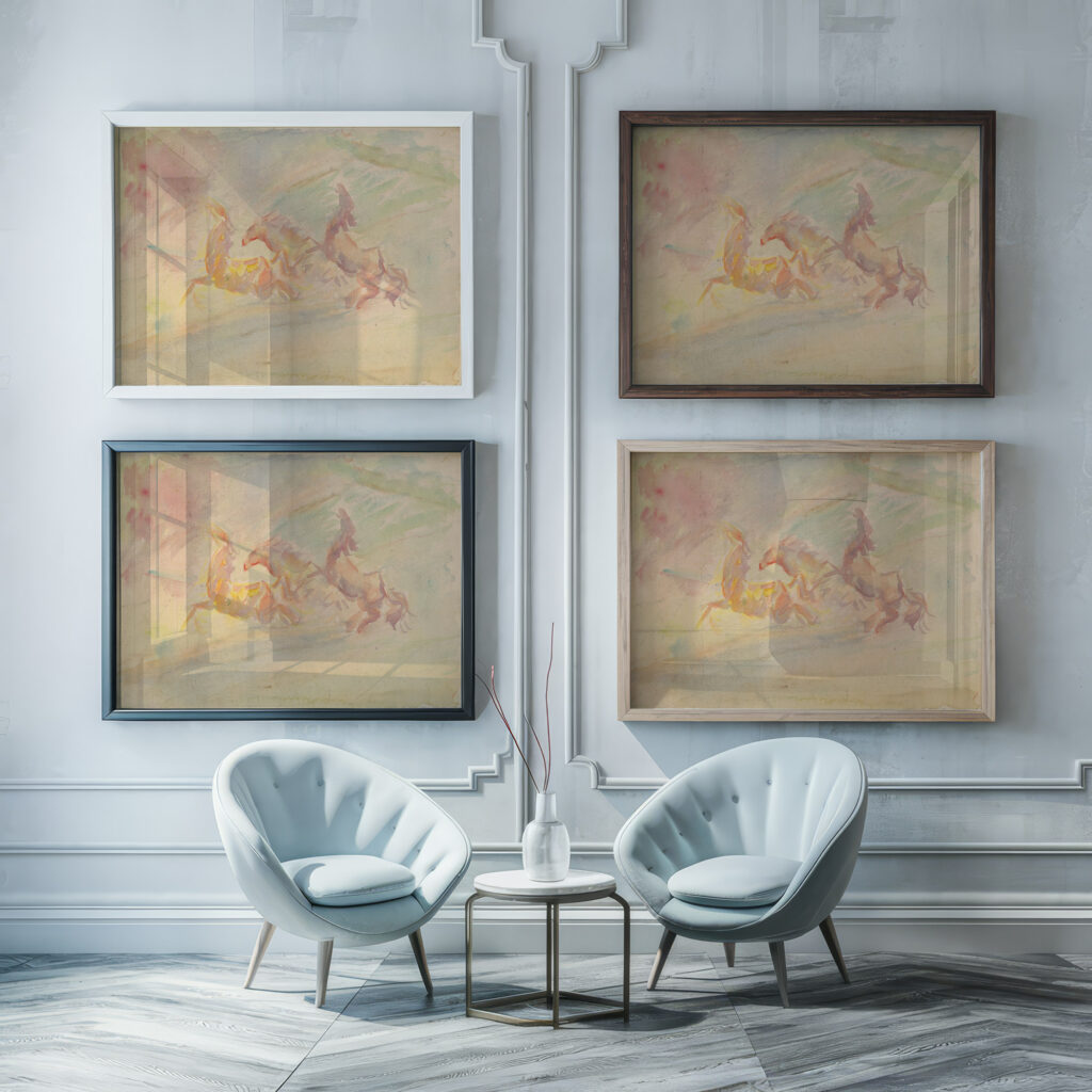 Galloping Horses 1940 1944 Arnold Peter Weisz Kubincan framed posters mockup