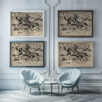 Galloping horses 1930 1945 Arnold Peter Weisz Kubincan framed posters mockup