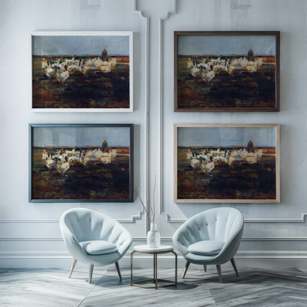 Ganseherde auf der Weide 1919 Demeter Koko framed posters mockup