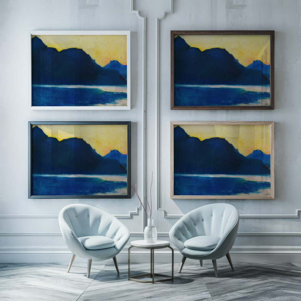 Gardasee 1890 Lesser Ury framed posters mockup