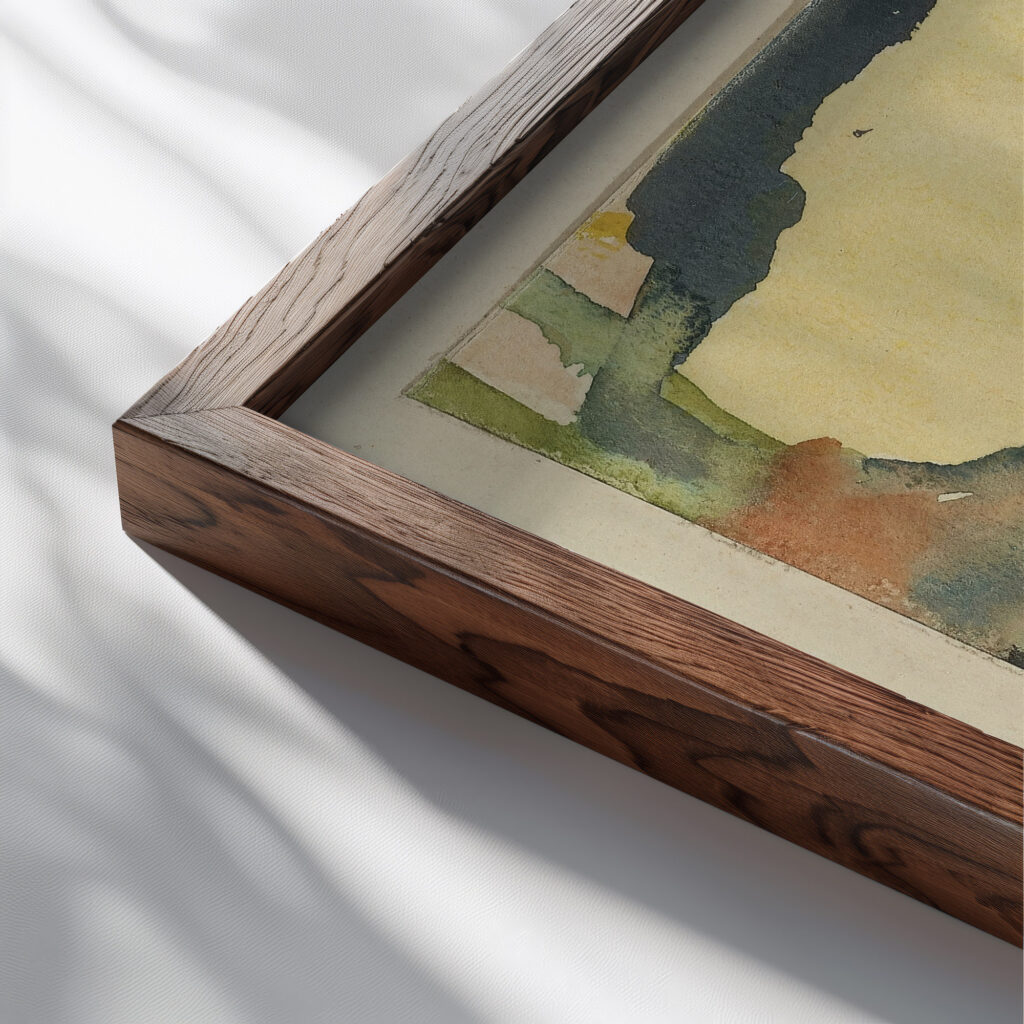 Garden still life 1910 Paul Klee close up dark wood mockup