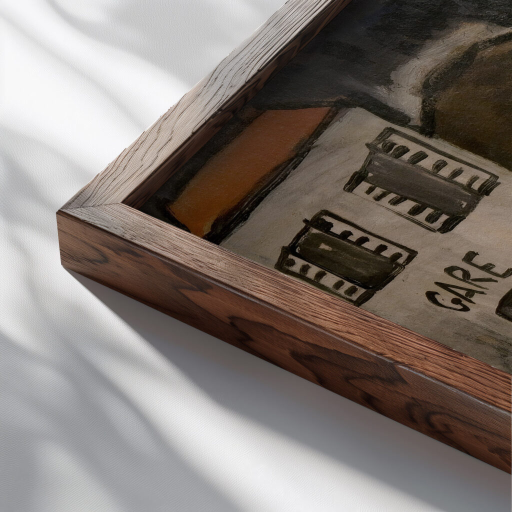 Gare 1928 Joaquin Torres Garcia close up dark wood mockup
