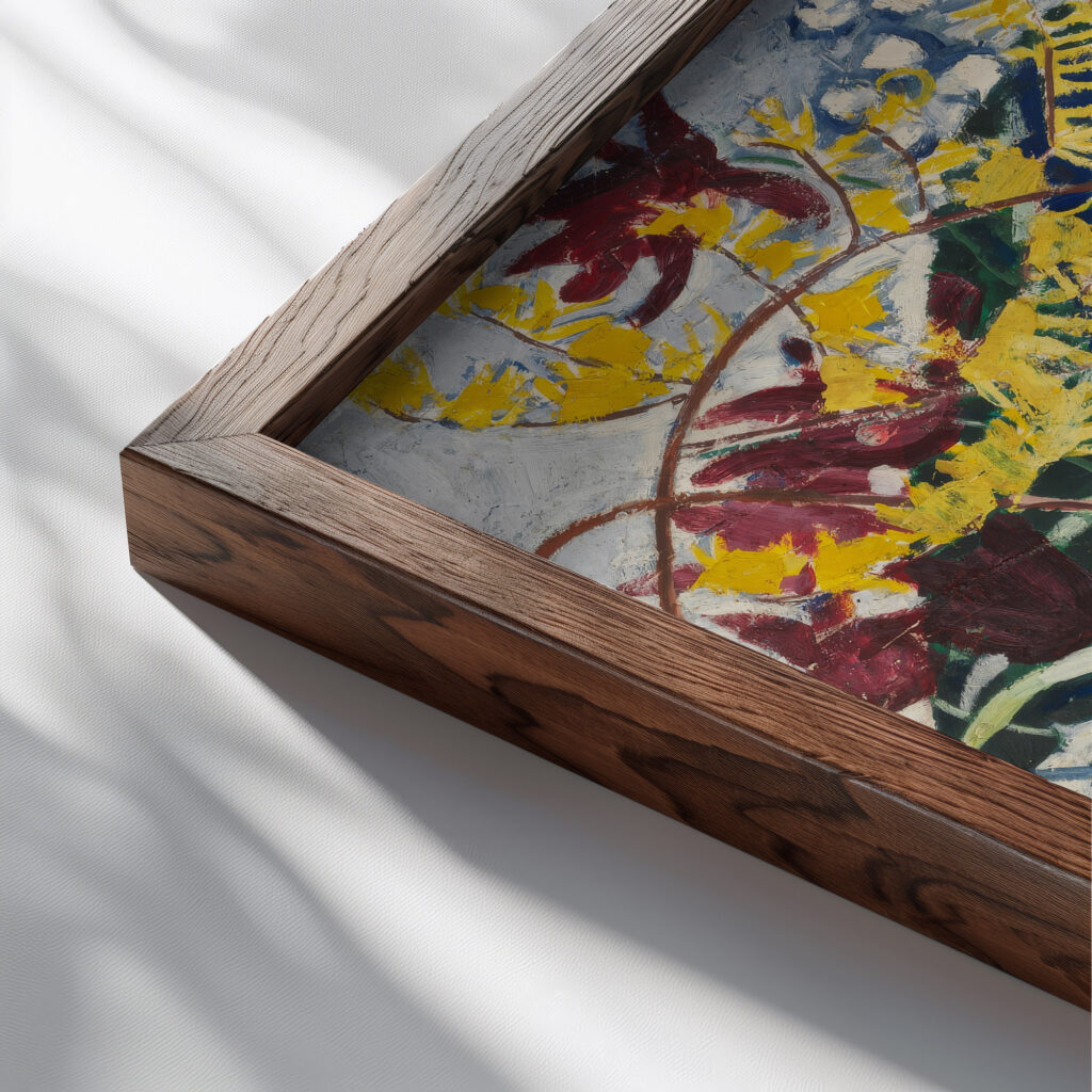 Gartenblumen I 1918 August Babberger close up dark wood mockup