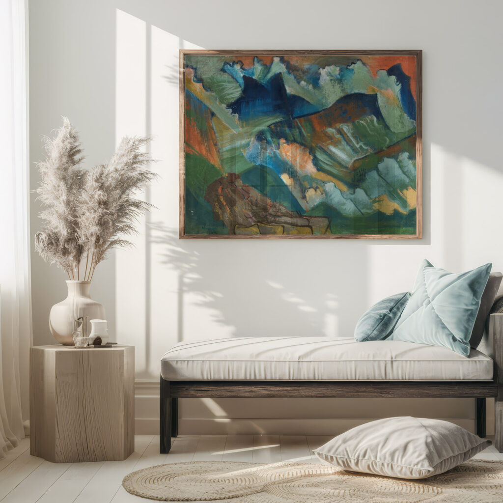 Gebirgslandschaft mit rotem Himmel August Babberger 5 mockup