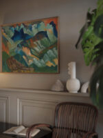 Gebirgslandschaft mit rotem Himmel August Babberger video mockup