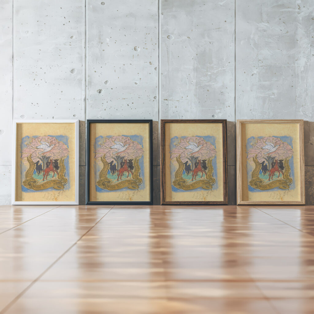 Gelukwens bij de geboorte van Juliana Bellaar Spruyt 1935 05 13 Leo Gestel framed posters mockup