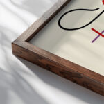 Geometric and wavy lines 2014 Myriam Thyes close up dark wood mockup