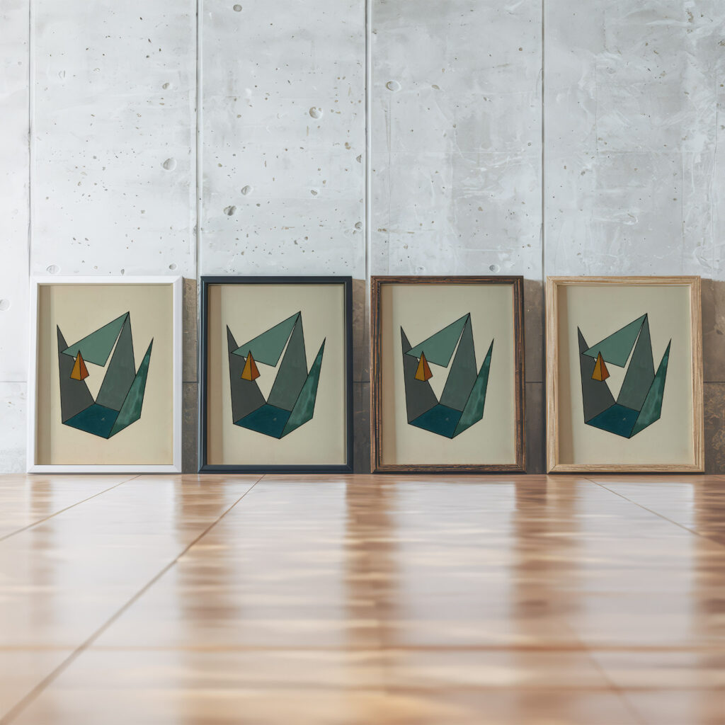 Geometric composition Yakov Chernikhov 1 framed posters mockup