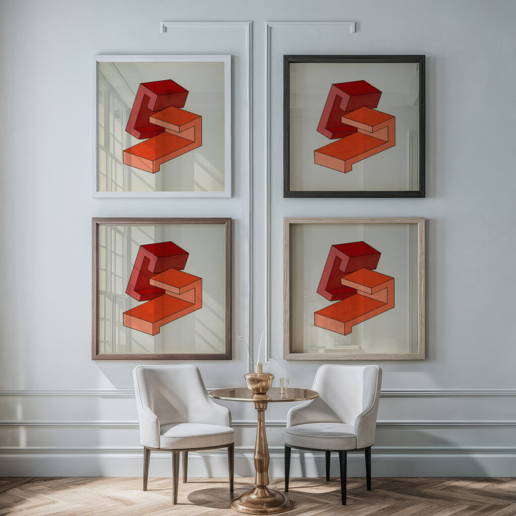 Geometric composition Yakov Chernikhov 2 framed posters mockup