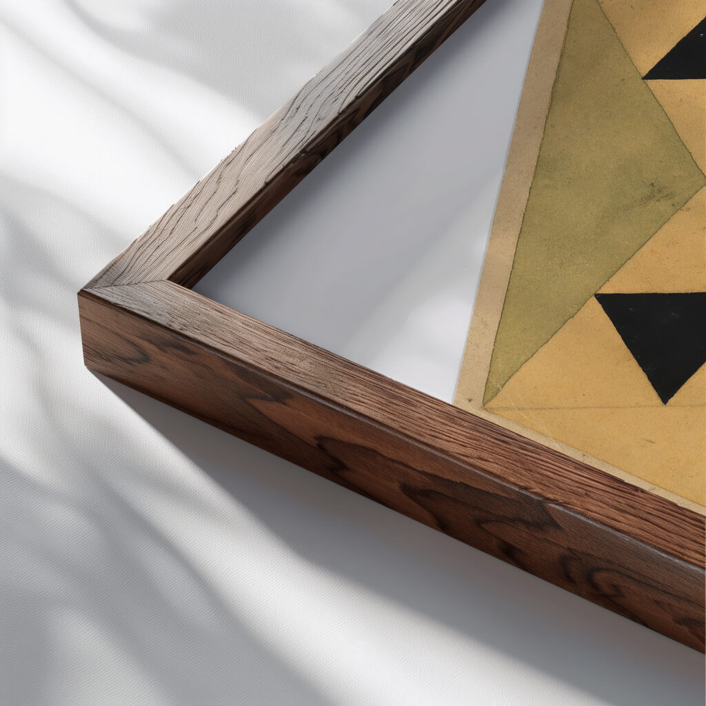 Geometrische Studie Schulerarbeit 1903 Egon Schiele close up dark wood mockup