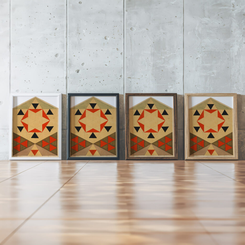 Geometrische Studie Schulerarbeit 1903 Egon Schiele framed posters mockup