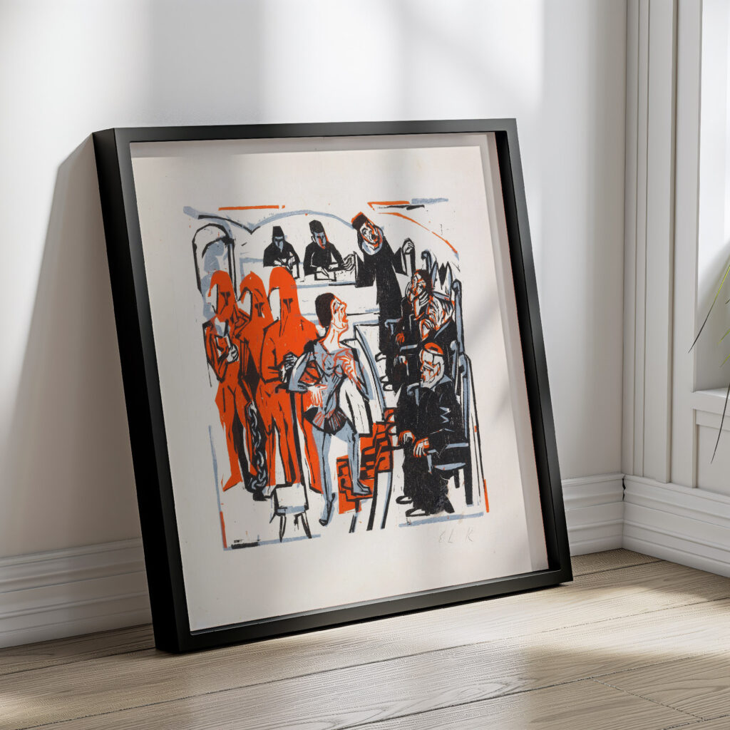 Gerichtsszene aus Shaws heiliger Johanna 1925 Ernst Ludwig Kirchner 4 mockup