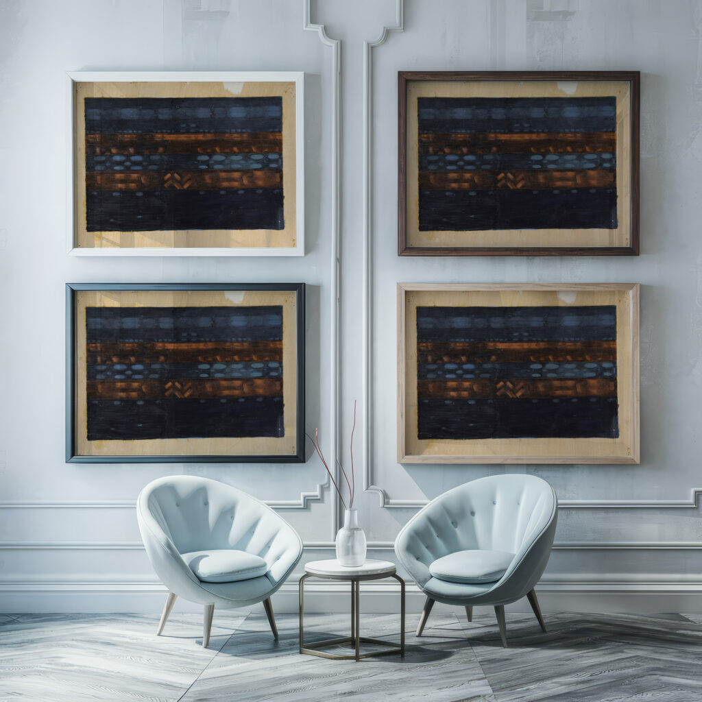 Gesamtkomposition ‘Vorbereitung Andacht im Esssaal. Otto Meyer Amden framed posters mockup