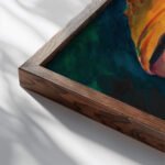 Gesicht around 1928 Karl Wiener close up dark wood mockup