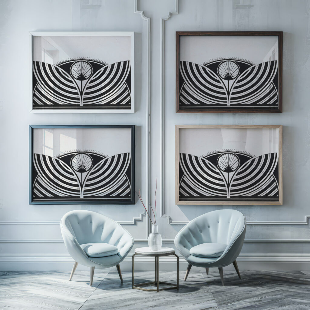 Gestileerd bloemmotief 1905 Samuel Jessurun de Mesquita 1 framed posters mockup